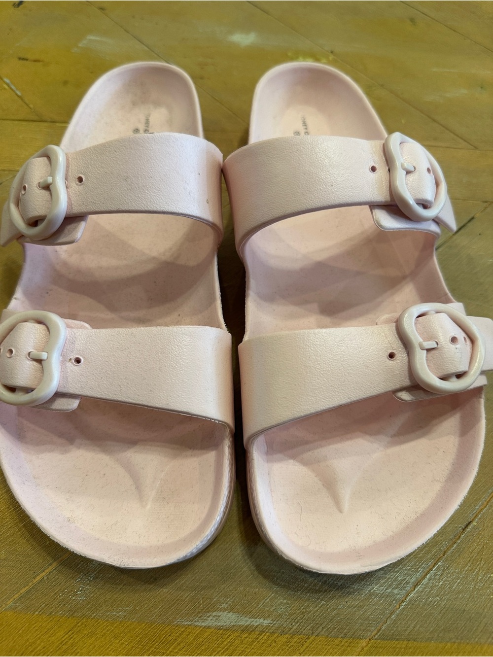 Light Pink Double-Buckle Slide Sandals